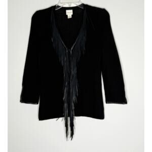 Chicos Womens Cardigan Sz 0/S/4 Fringe Cowgirl Cowboy Western